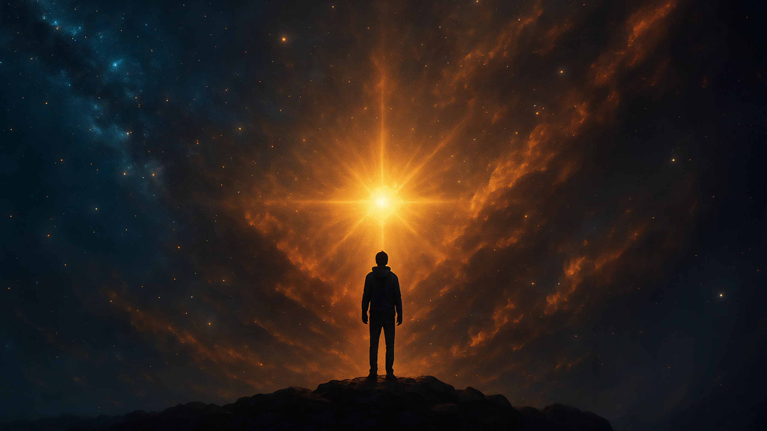 Figure under cosmic light